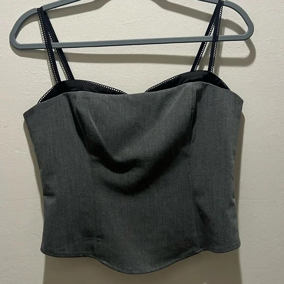 Grey & Black Lace Corset Top - Picture 1 of 3